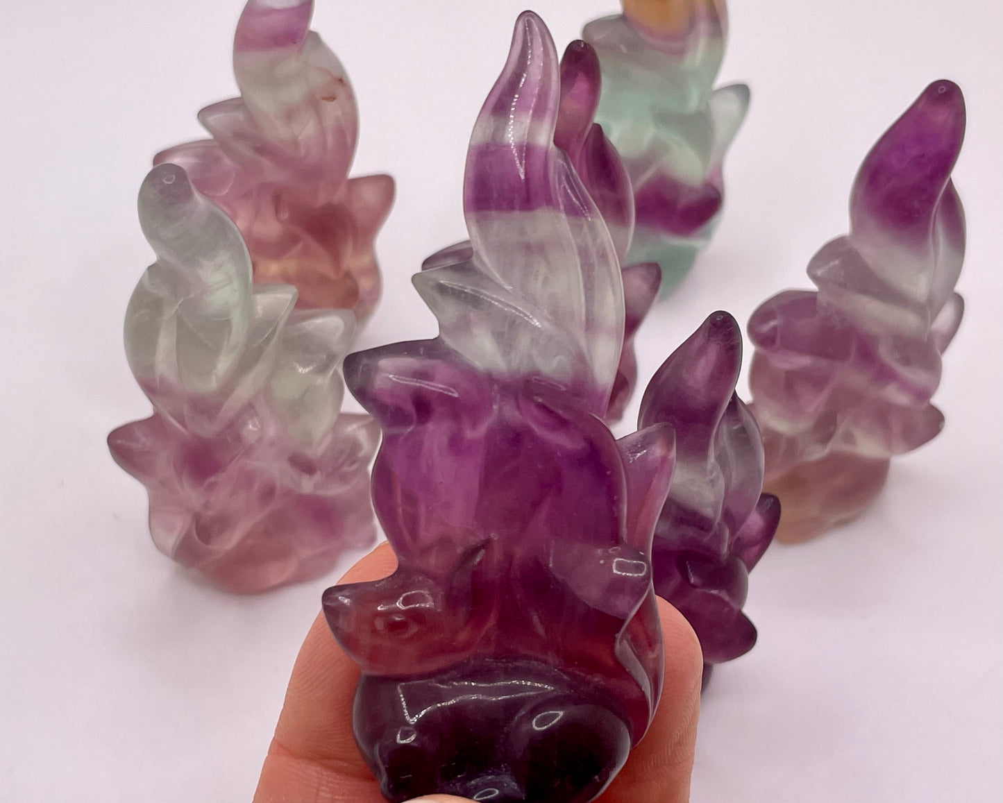 Candy Fluorite Nine Tailed Fox Carving || Fluorite Nine Tailed Carving