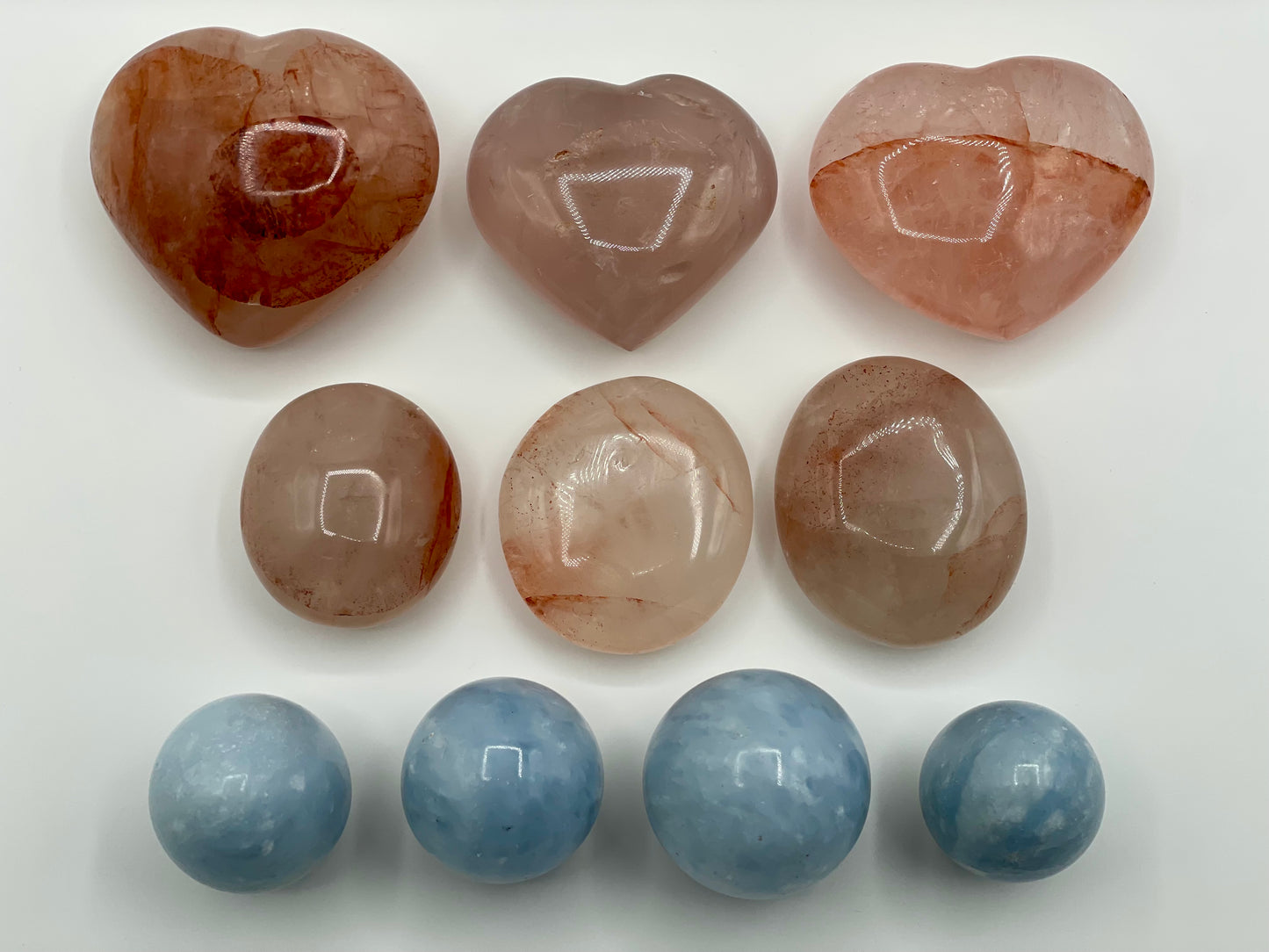 Hematoid Quartz, Rose Quartz, Blue Calcite Lot || Polished Hematoid/Rose Quartz and Blue Calcite Wholesale Lot || Polished Madagascar Crystal Lot #5