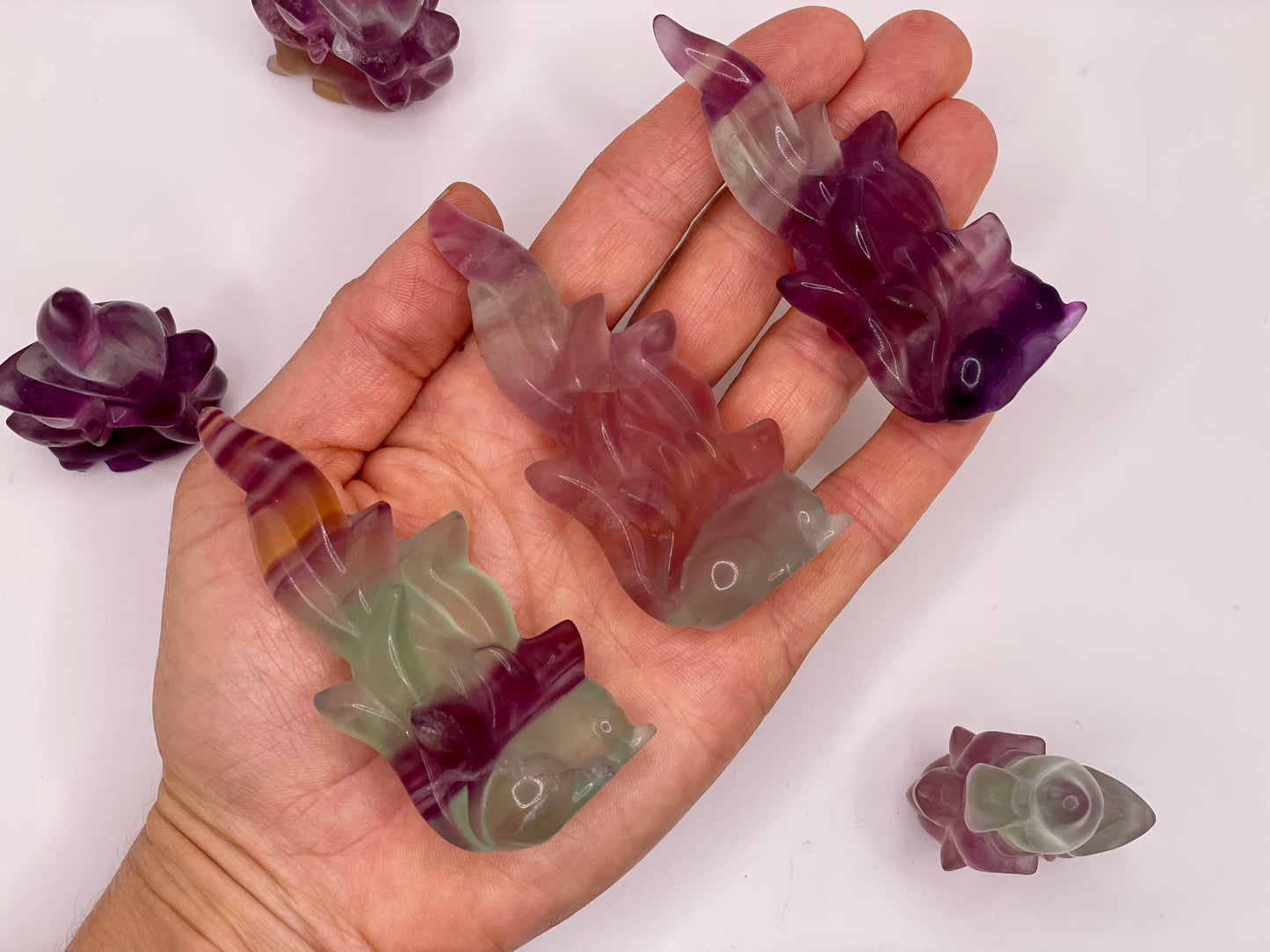 Candy Fluorite Nine Tailed Fox Carving || Fluorite Nine Tailed Carving