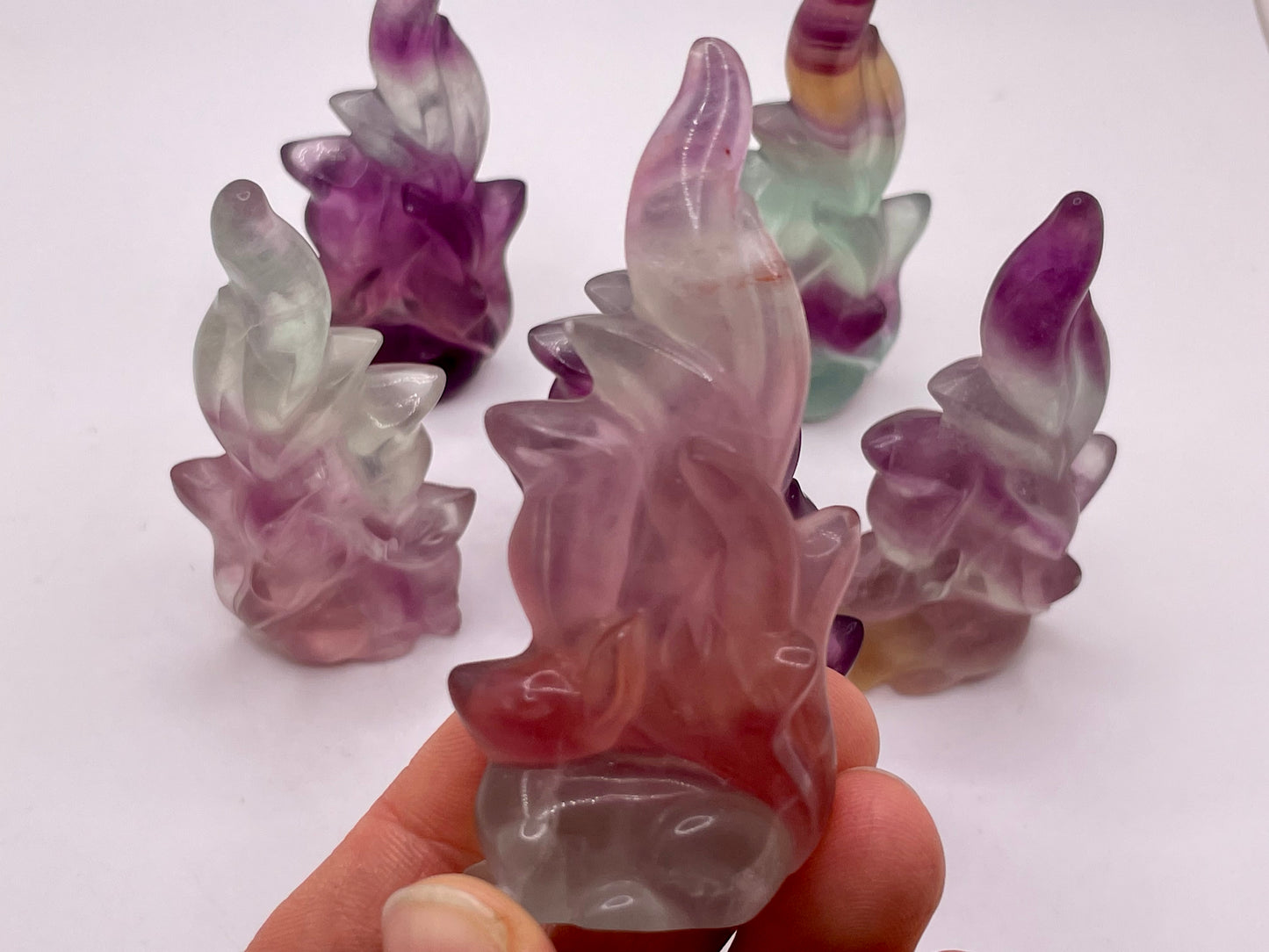 Candy Fluorite Nine Tailed Fox Carving || Fluorite Nine Tailed Carving