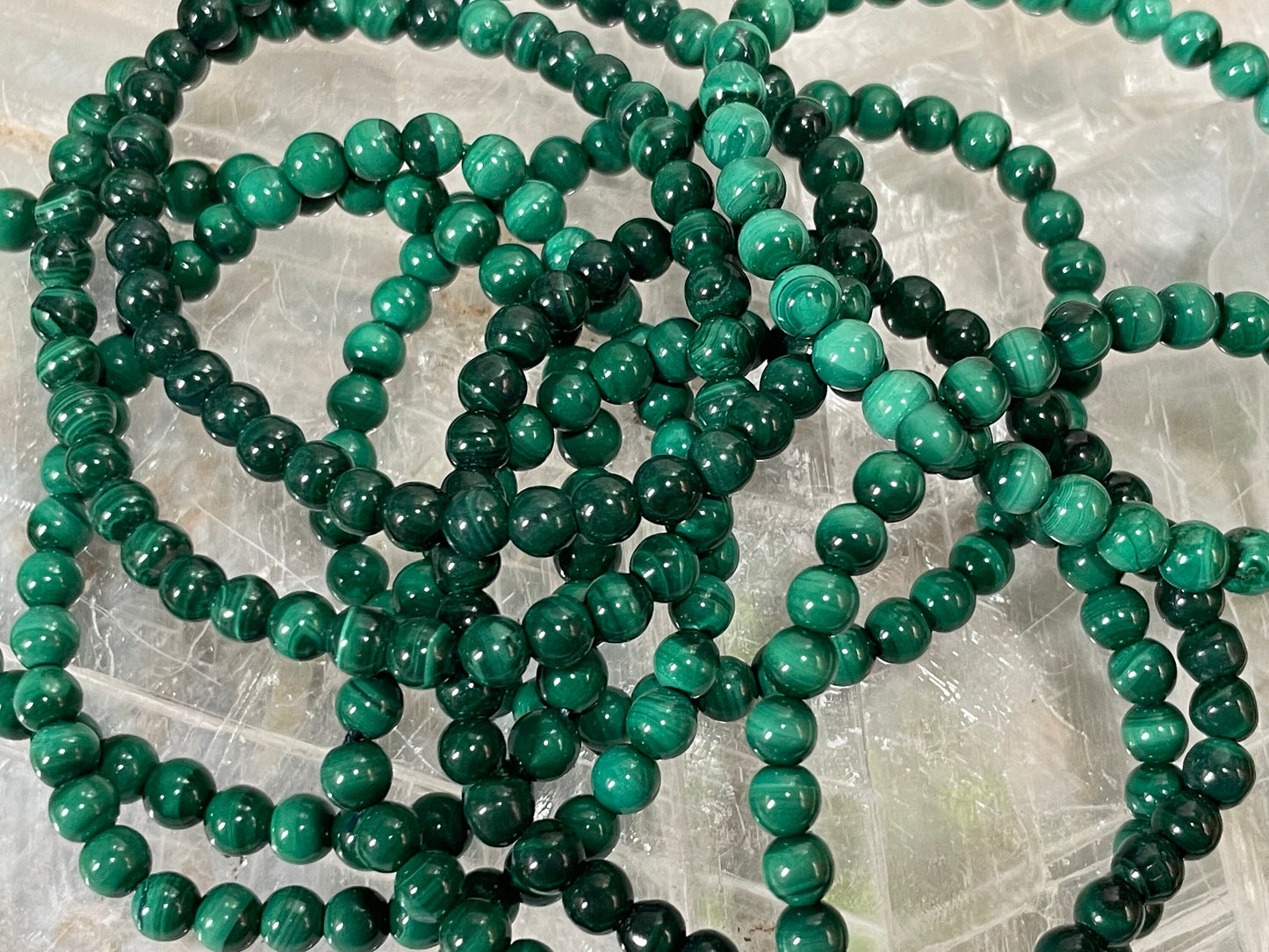 Malachite Crystal Bracelet || Malachite Beaded Bracelet || Malachite Crystal Jewelry || Pick Your Size