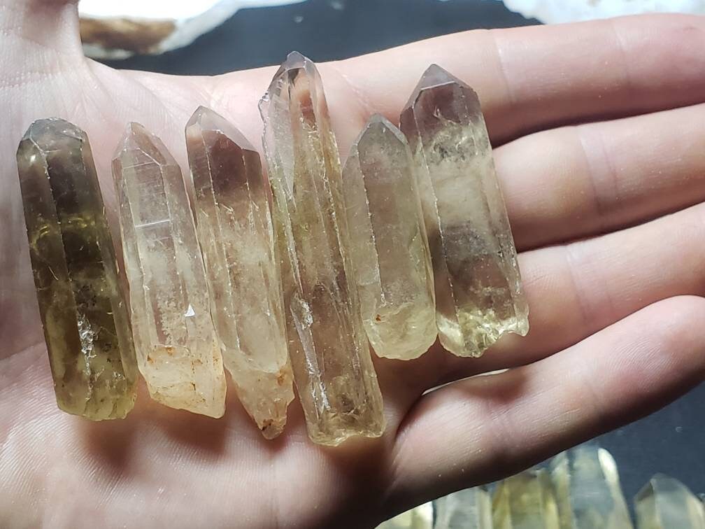 Raw Citrine Points || Chevron Smoky Citrine Crystal Points || Citrine Crystal Wands || Choose Your Size