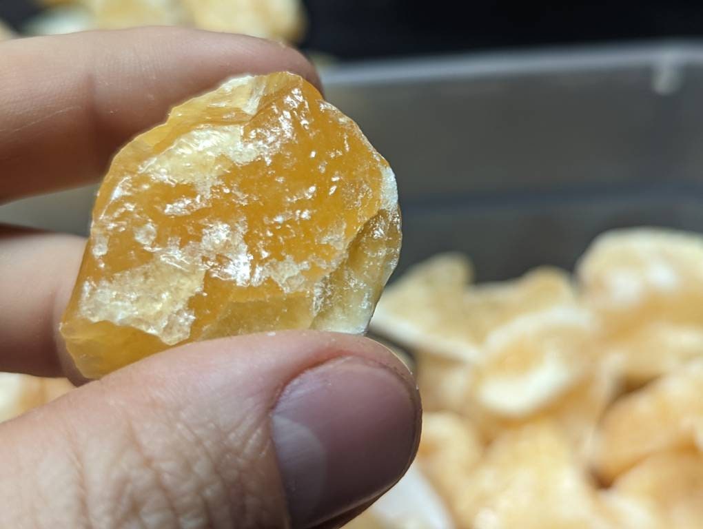 Raw Orange Calcite Crystal || Rough Creamsicle Calcite Chunk ||