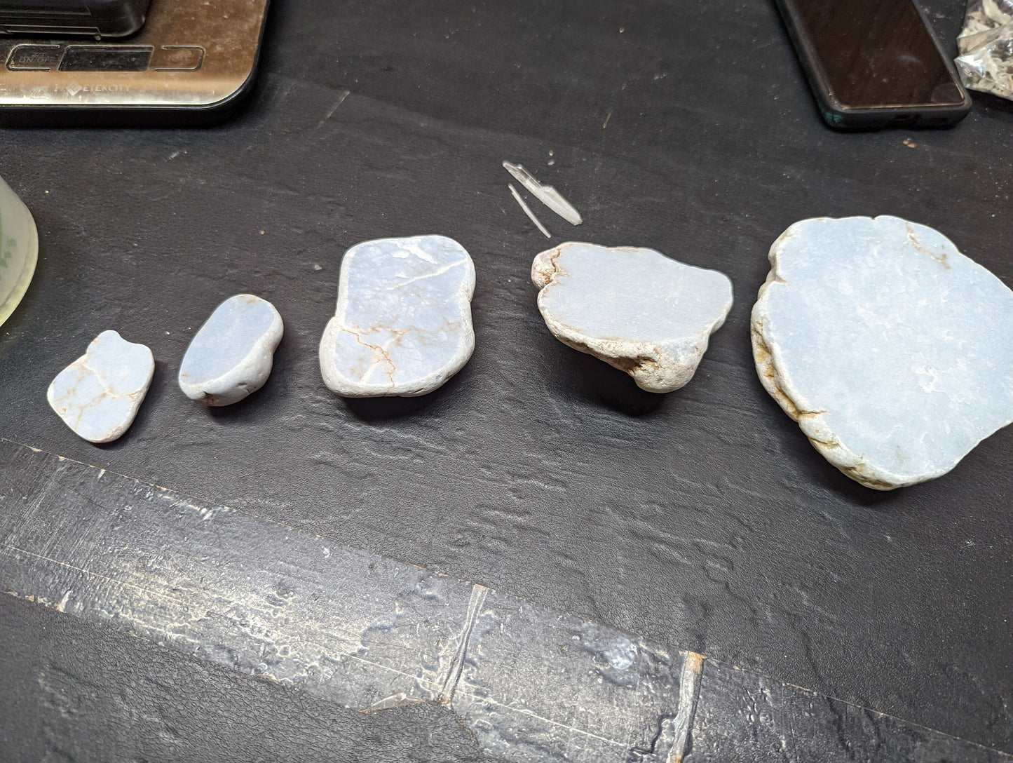 Angelite Palm Stone Slice, Angelite Crystal Stone, Angelite Worry Stone