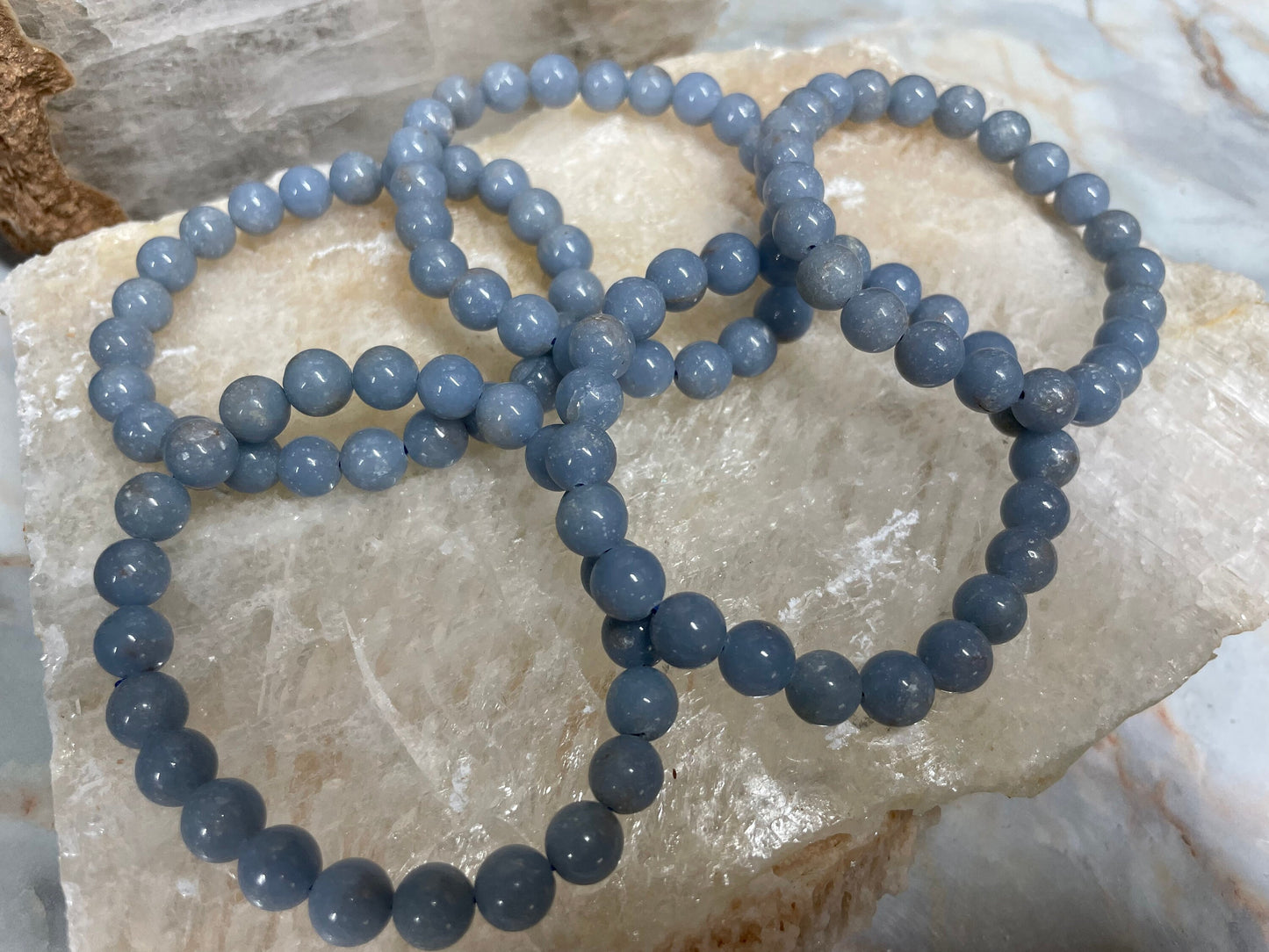 Angelite Crystal Bracelet || Angelite Beaded Bracelet || Angelite Crystal Jewelry