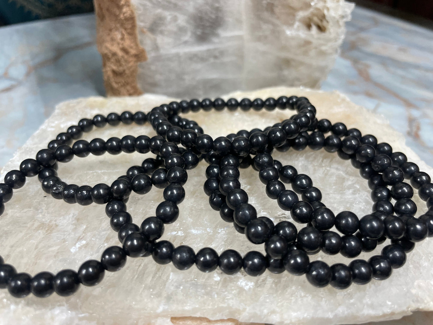 Shungite Crystal Bracelet || Shungite Beaded Bracelet || Shungite Crystal Jewelry || Pick Your Size