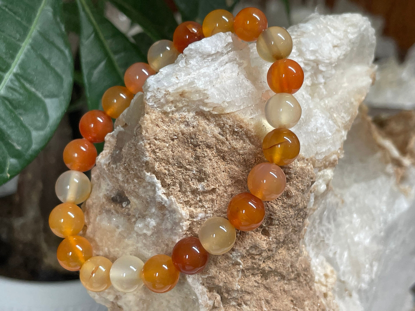 Tri Color Carnelian Crystal Bracelet || Tri Color Carnelian Beaded Bracelet || Carnelian Crystal Jewelry ||