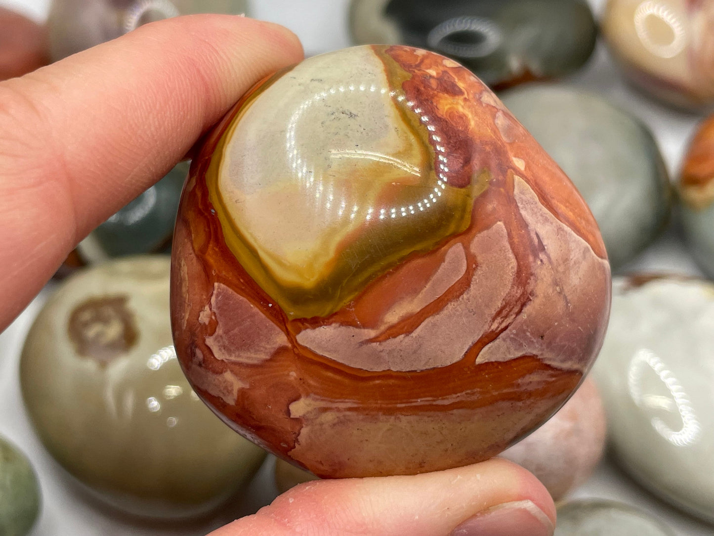 Polychrome Jasper Palm Stone || Natural Polychrome Jasper Palm Stone