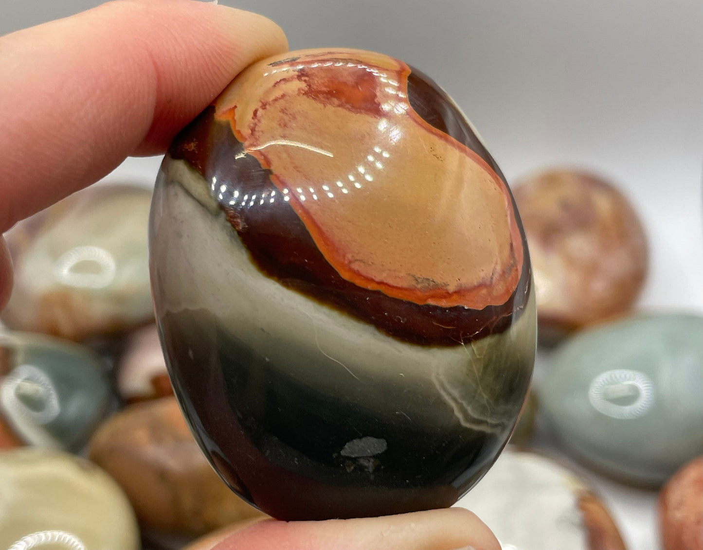 Polychrome Jasper Palm Stone || Natural Polychrome Jasper Palm Stone