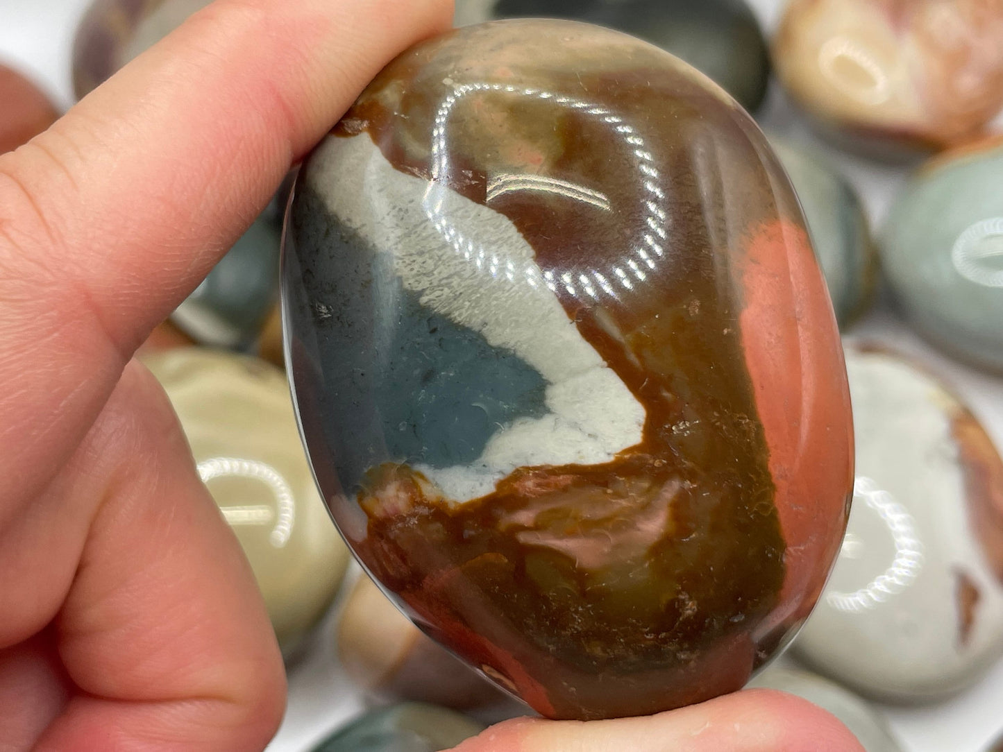 Polychrome Jasper Palm Stone || Natural Polychrome Jasper Palm Stone