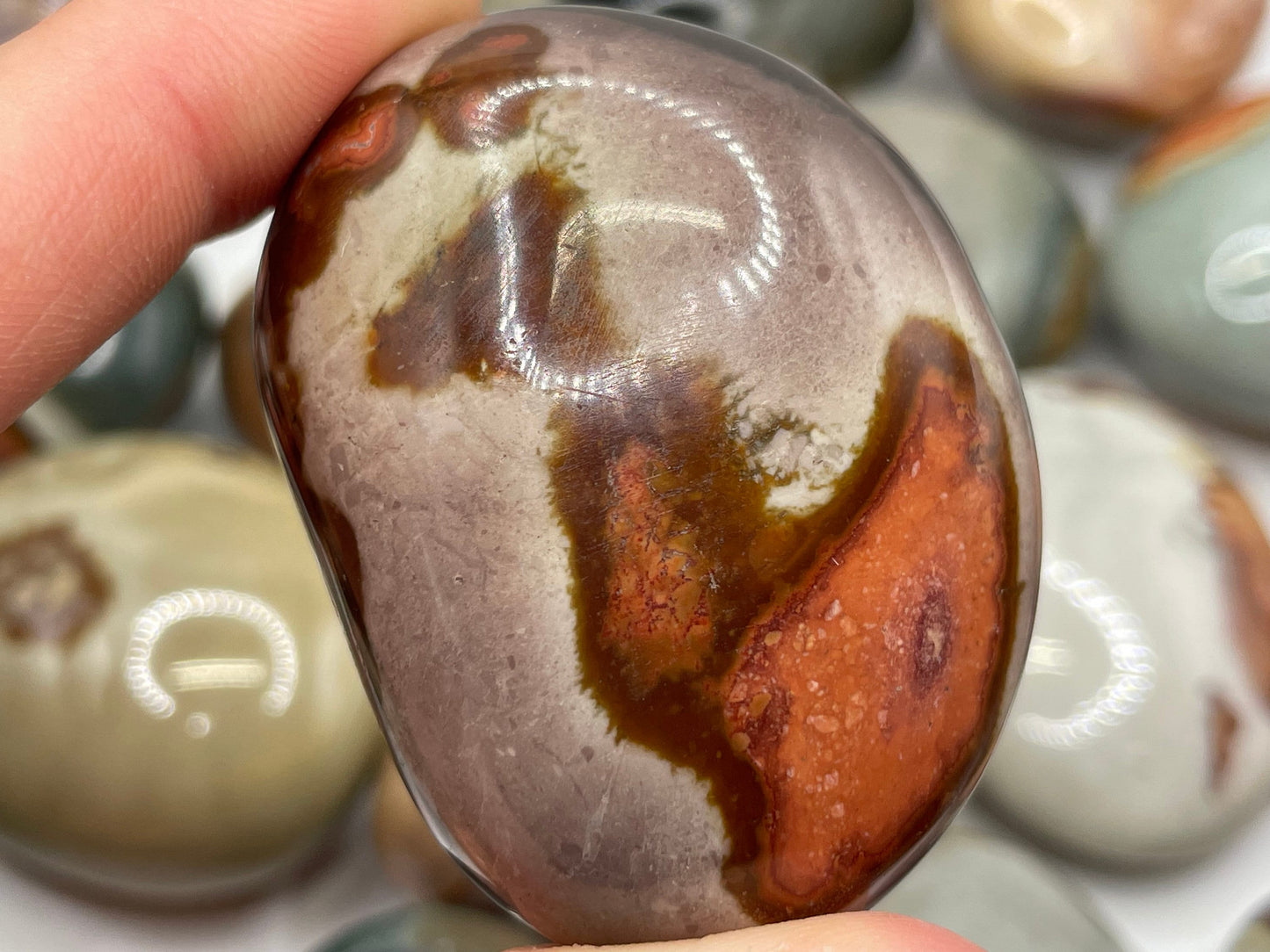 Polychrome Jasper Palm Stone || Natural Polychrome Jasper Palm Stone
