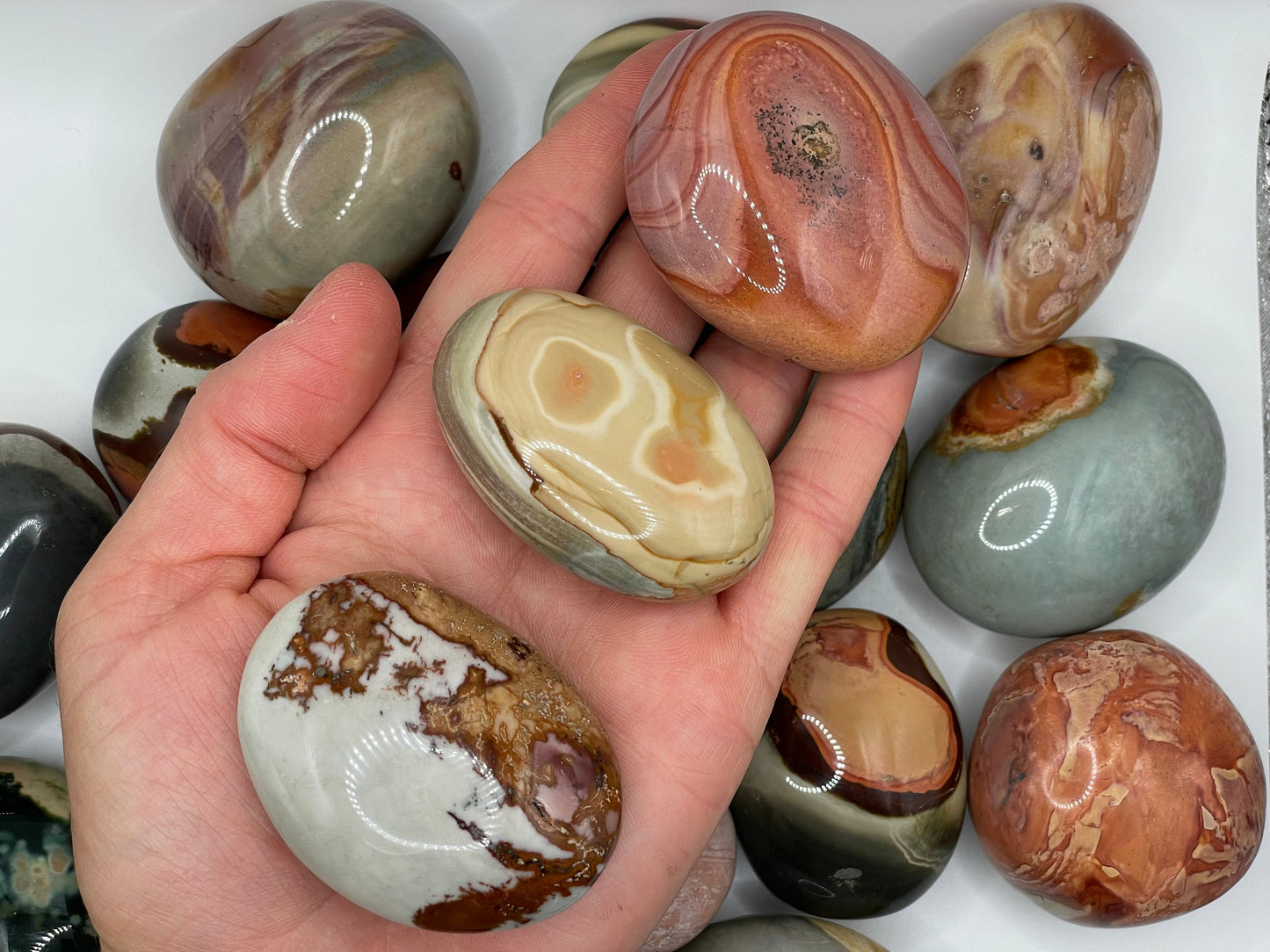 Polychrome Jasper Palm Stone || Natural Polychrome Jasper Palm Stone
