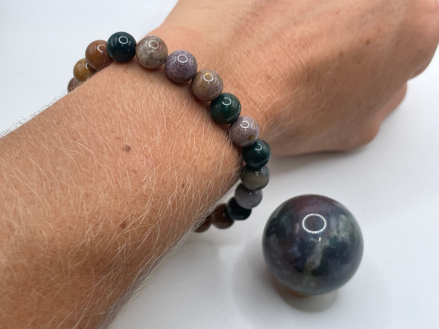 Ocean Jasper Crystal Set || Ocean Jasper Crystal Gift Set || Ocean Jasper Bracelet and Sphere Set