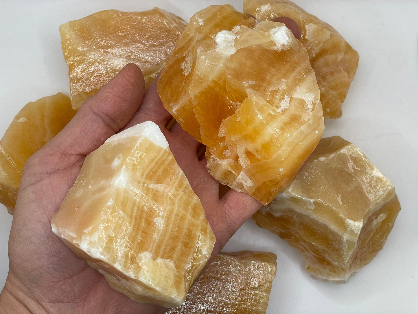 Large Orange Calcite Chunk || Raw Orange Calcite Crystal || Rough Creamsicle Calcite Chunk ||