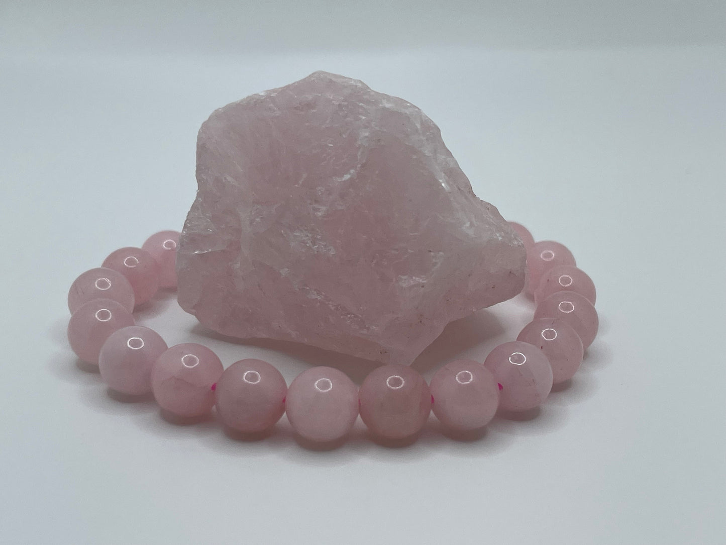 Rose Quartz Crystal Set || Rose Quartz Crystal Gift Set || Rose Quartz Bracelet and Raw Rose Quartz Chunk