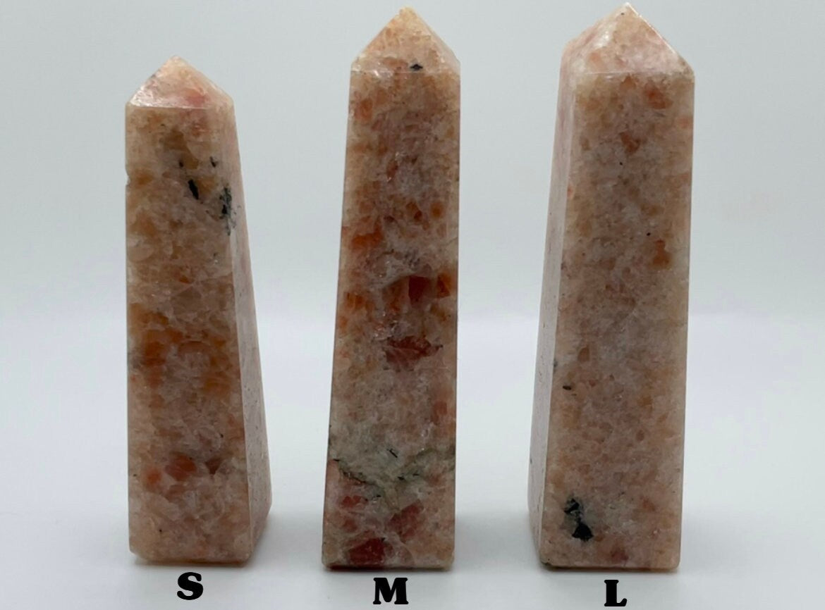 Sunstone Towers || Natural Sunstone with Black Tourmaline Towers || Choose Your Size