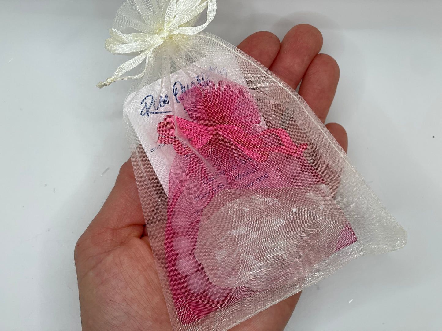 Rose Quartz Crystal Set || Rose Quartz Crystal Gift Set || Rose Quartz Bracelet and Raw Rose Quartz Chunk