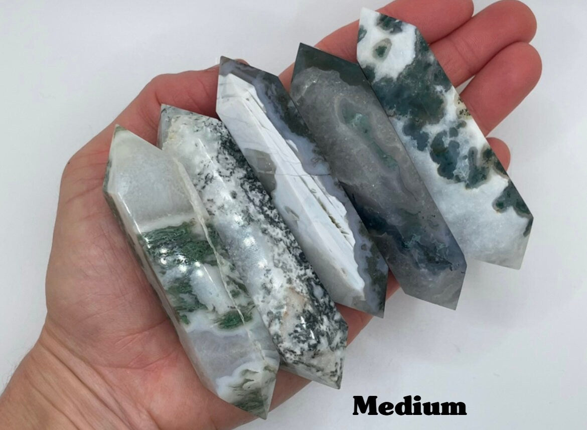 Double Terminated Moss Agate || Moss Agate Double Terminated Point || Choose your size