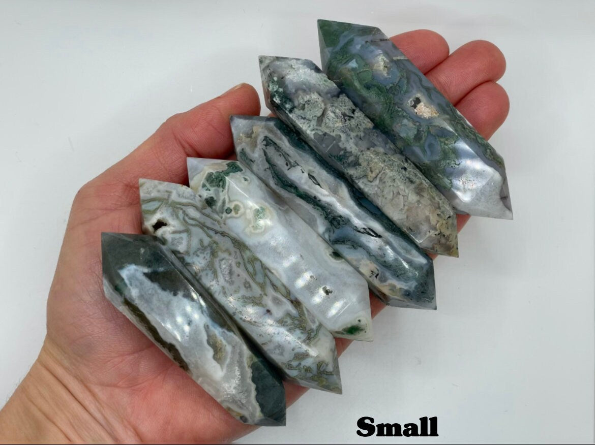 Double Terminated Moss Agate || Moss Agate Double Terminated Point || Choose your size