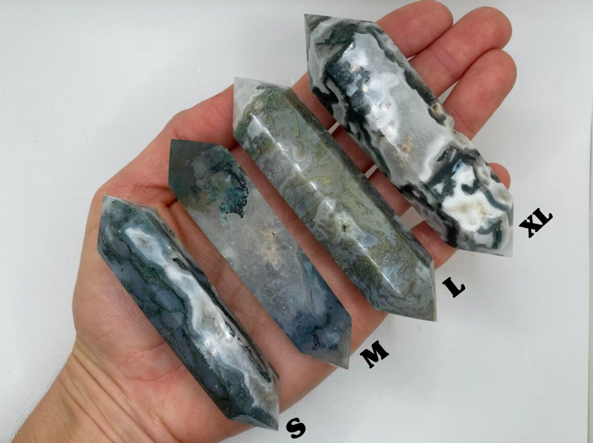 Double Terminated Moss Agate || Moss Agate Double Terminated Point || Choose your size