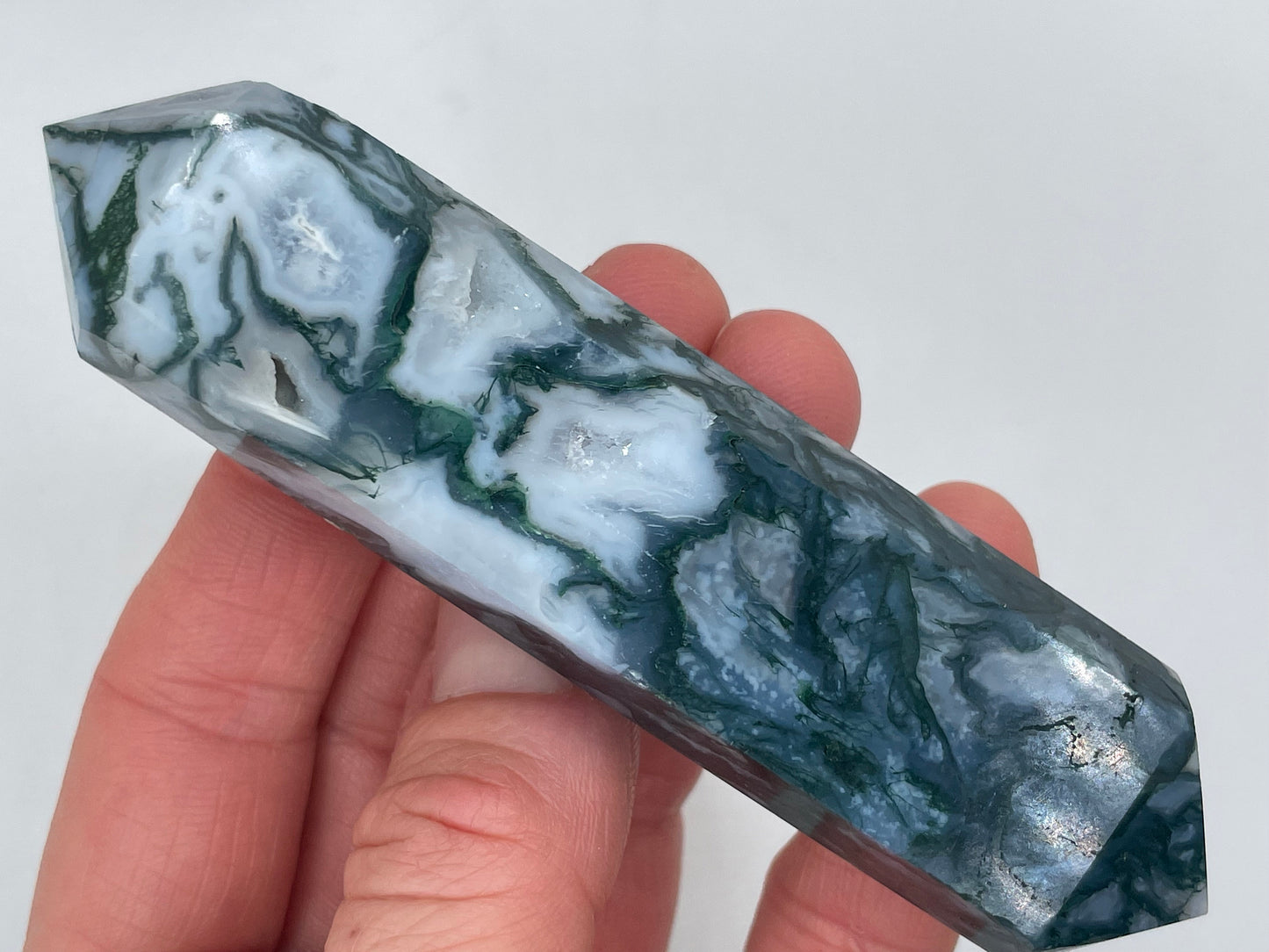 Double Terminated Moss Agate || Moss Agate Double Terminated Point || Choose your size