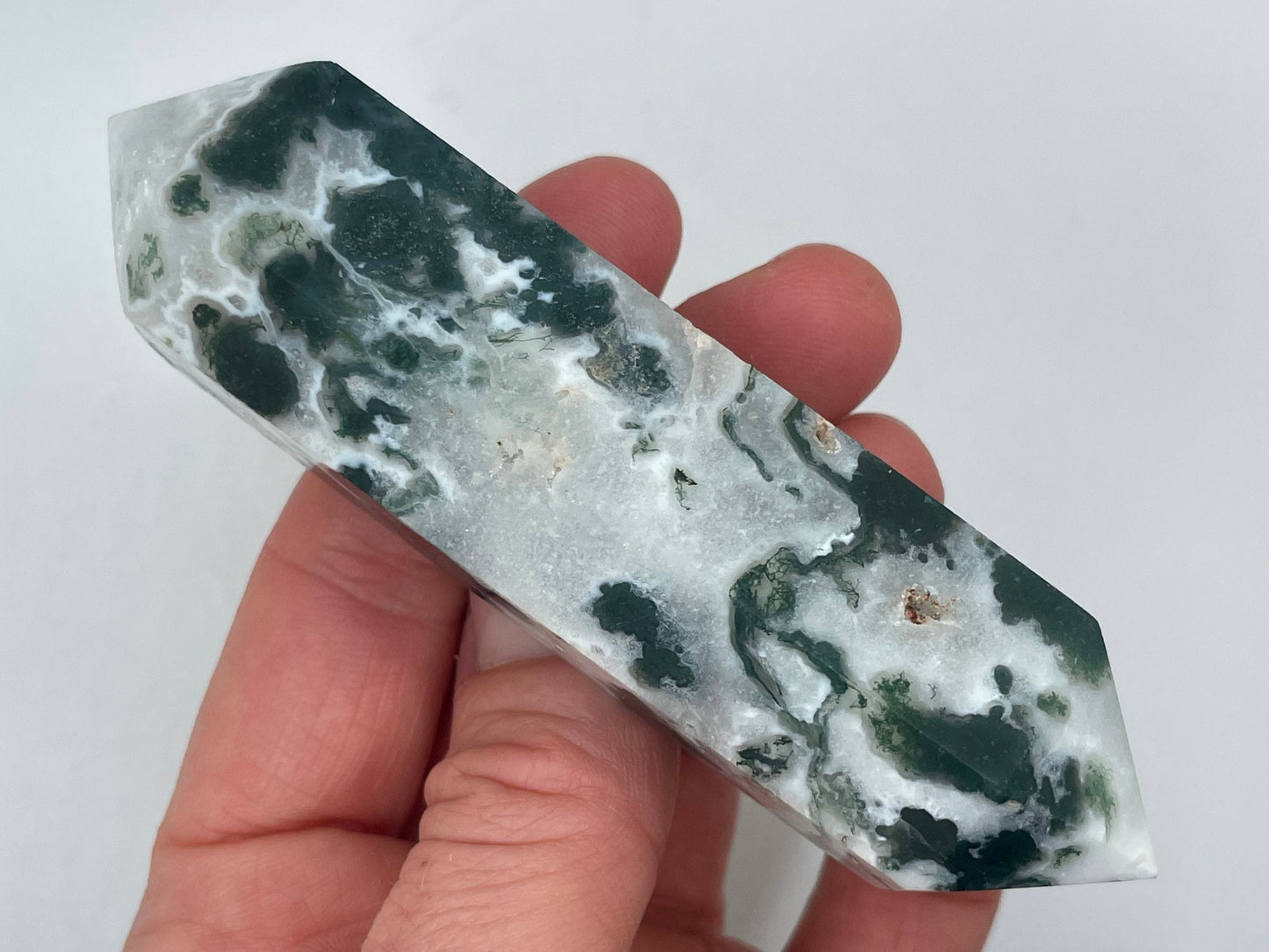Double Terminated Moss Agate || Moss Agate Double Terminated Point || Choose your size