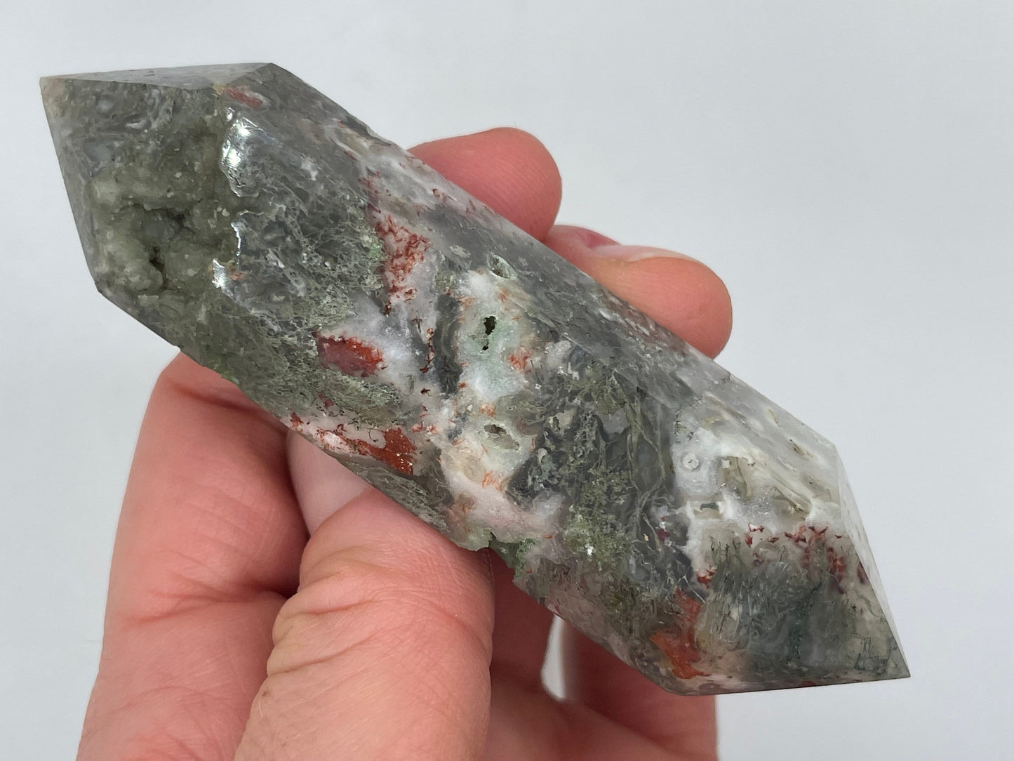 Double Terminated Moss Agate || Moss Agate Double Terminated Point || Choose your size