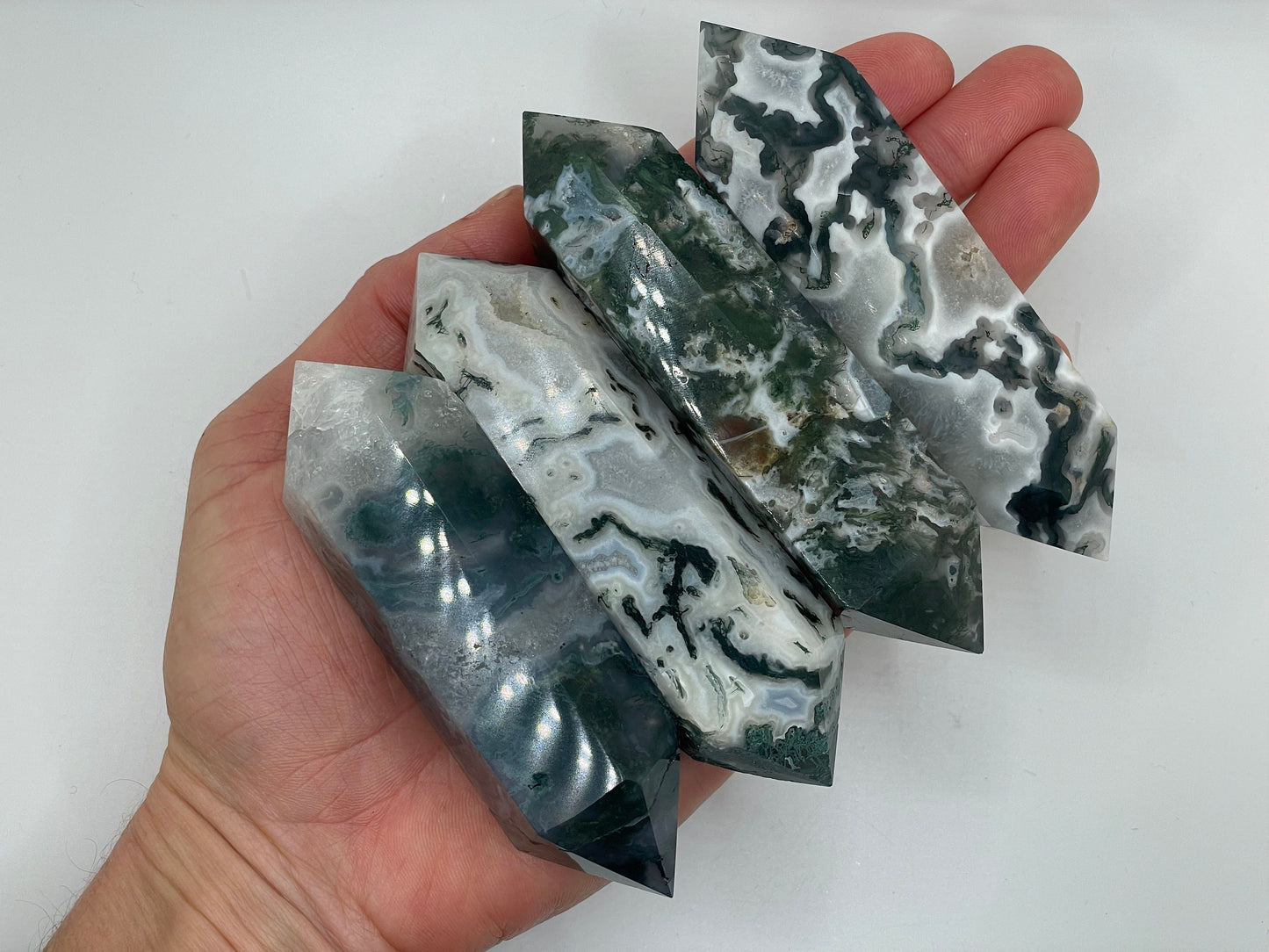 Double Terminated Moss Agate || Moss Agate Double Terminated Point || Choose your size