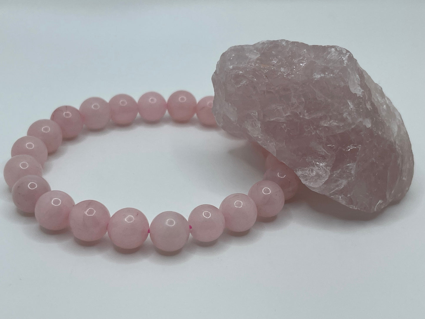Rose Quartz Crystal Set || Rose Quartz Crystal Gift Set || Rose Quartz Bracelet and Raw Rose Quartz Chunk