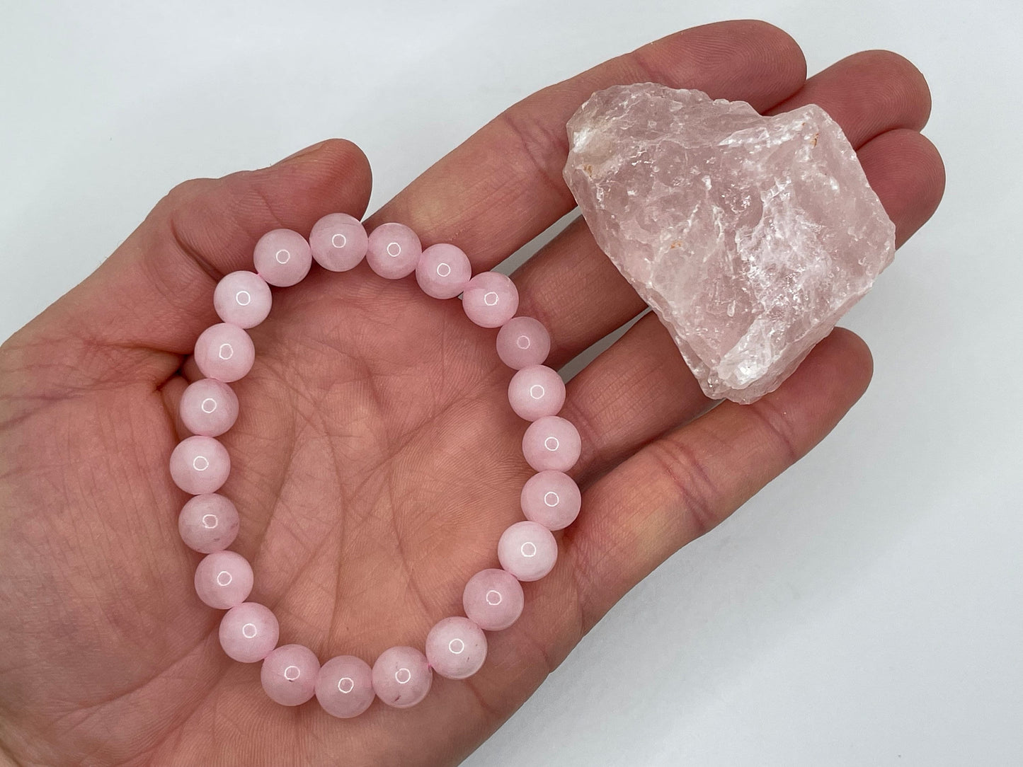 Rose Quartz Crystal Set || Rose Quartz Crystal Gift Set || Rose Quartz Bracelet and Raw Rose Quartz Chunk