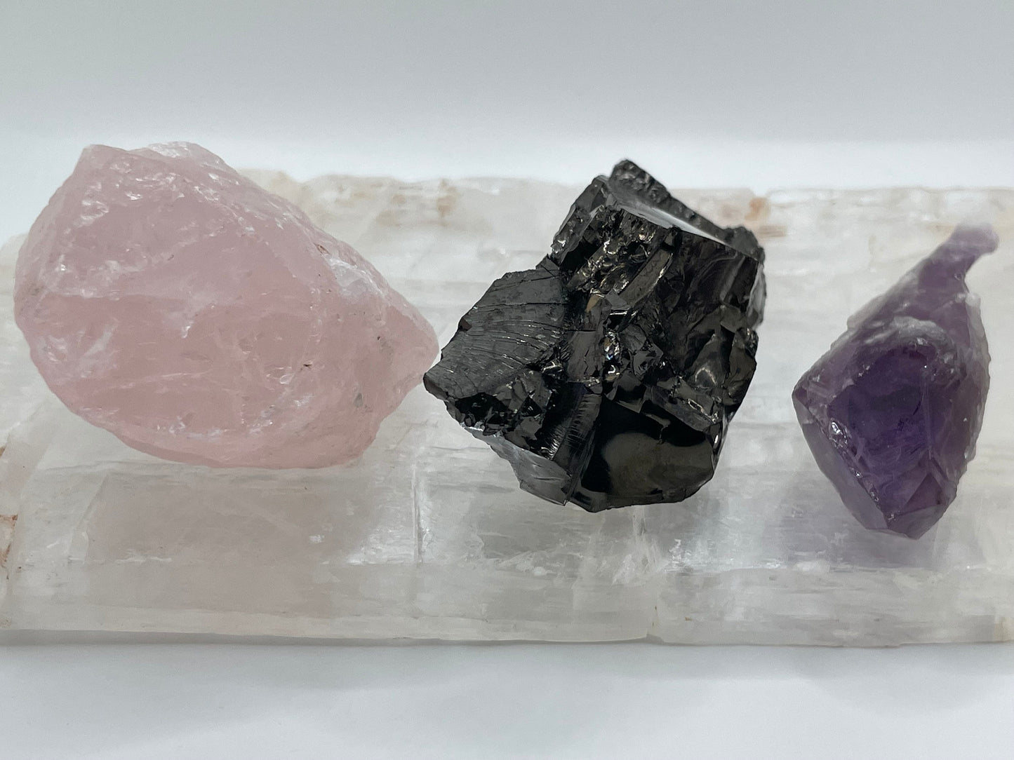 Balanced & Awakening Crystal Set || Crystal Gift Set || Selenite, Shungite, Amethyst and Rose Quartz Set
