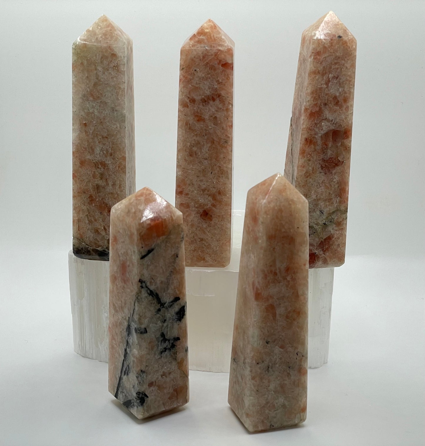 Sunstone Towers || Natural Sunstone with Black Tourmaline Towers || Choose Your Size