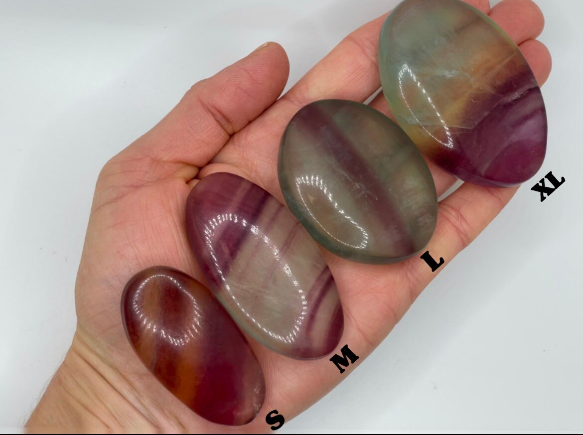 Candy Fluorite Palm Stone || Fluorite Palm Stone || Candy Fluorite Crystal || Choose Your Size!