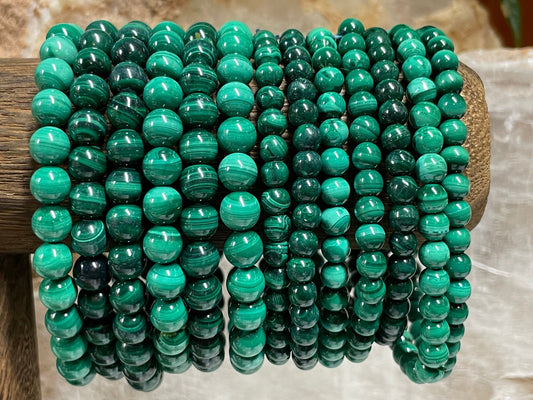 Malachite Crystal Bracelet || Malachite Beaded Bracelet || Malachite Crystal Jewelry || Pick Your Size