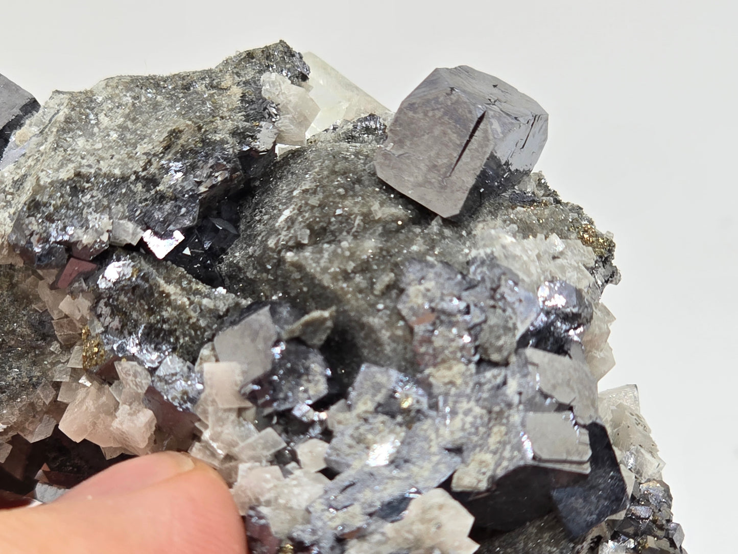 Stunning Sweetwater Calcite Cluster with Galena and Chalcopyrite on Dolomite|| #97