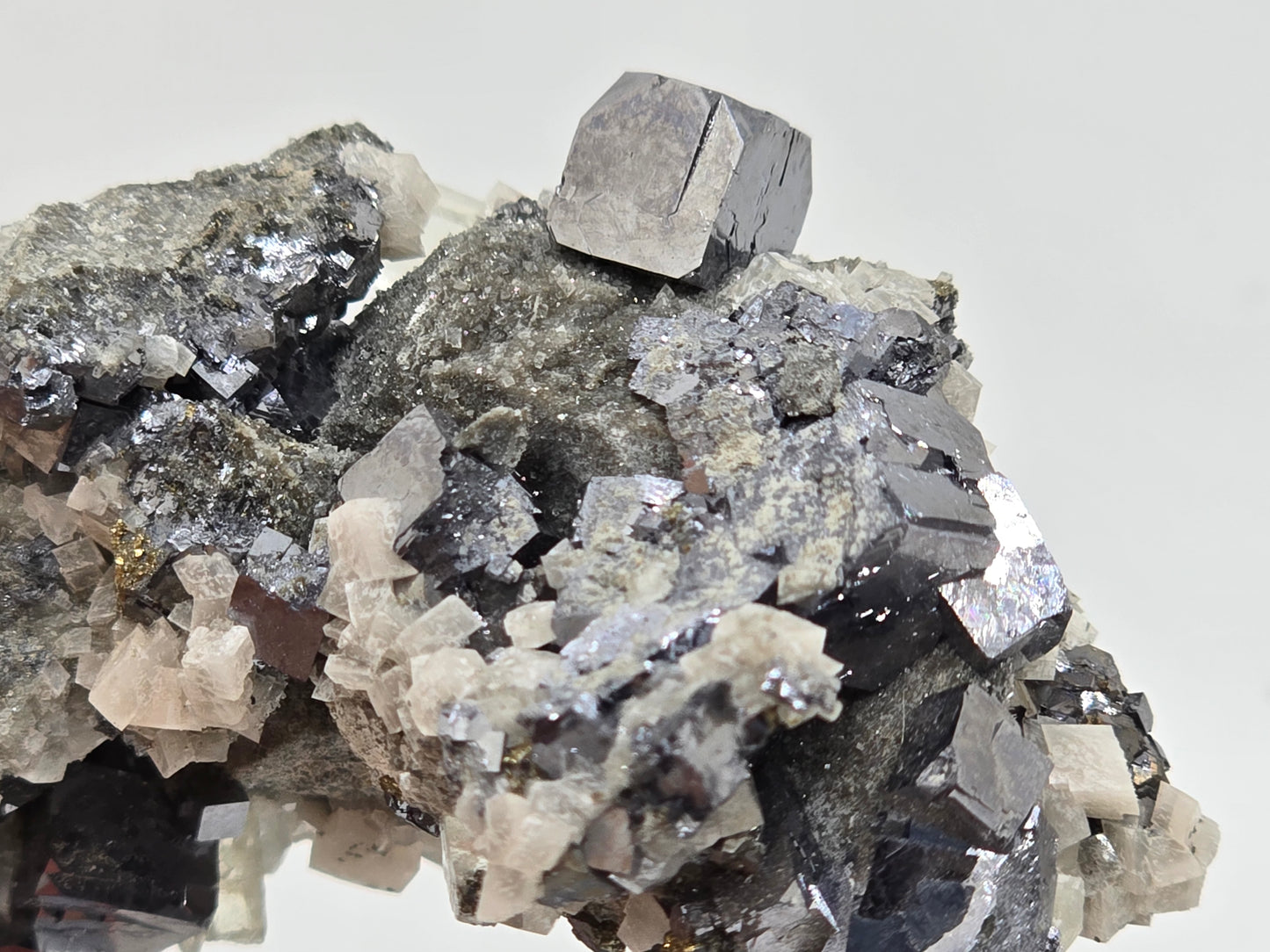 Stunning Sweetwater Calcite Cluster with Galena and Chalcopyrite on Dolomite|| #97