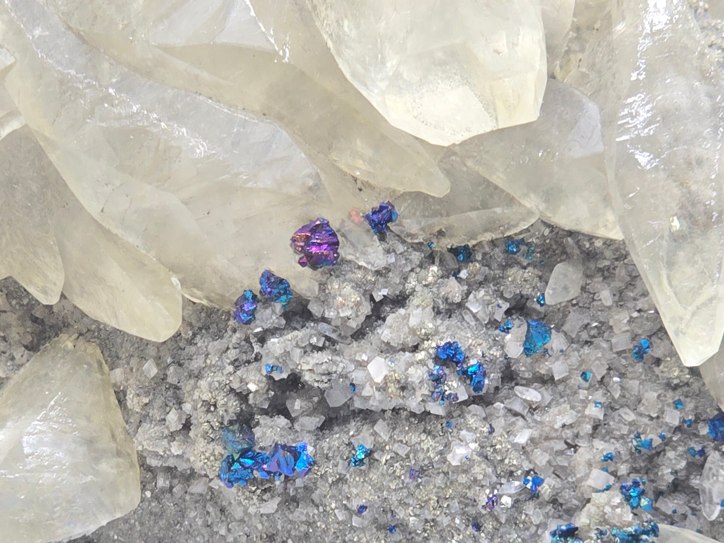 Sweetwater Calcite Cluster with Chalcopyrite and Phantoms || #89