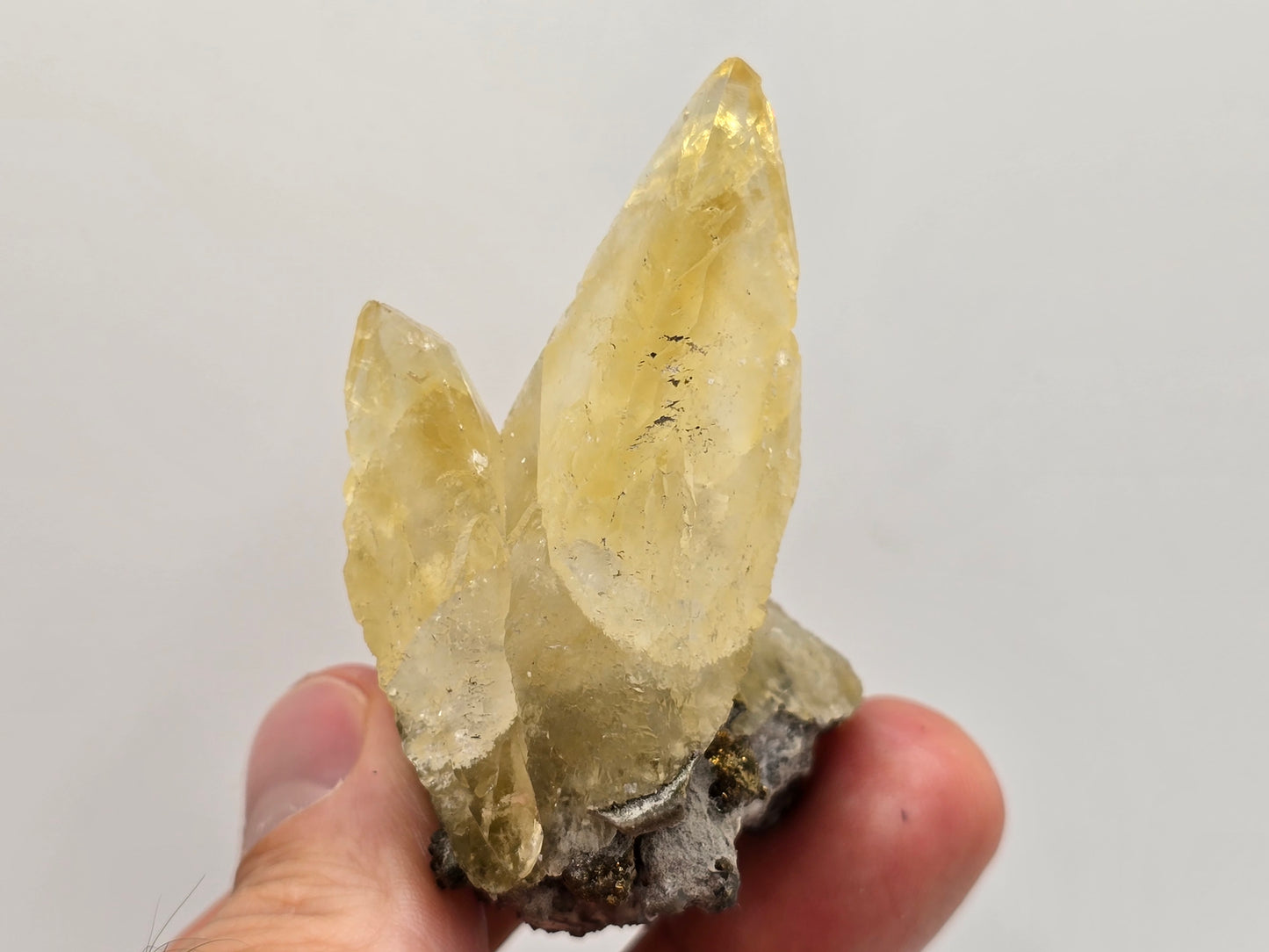 Stand Alone Sweetwater Calcite Cluster on Dolomite with Pyrite|| #96