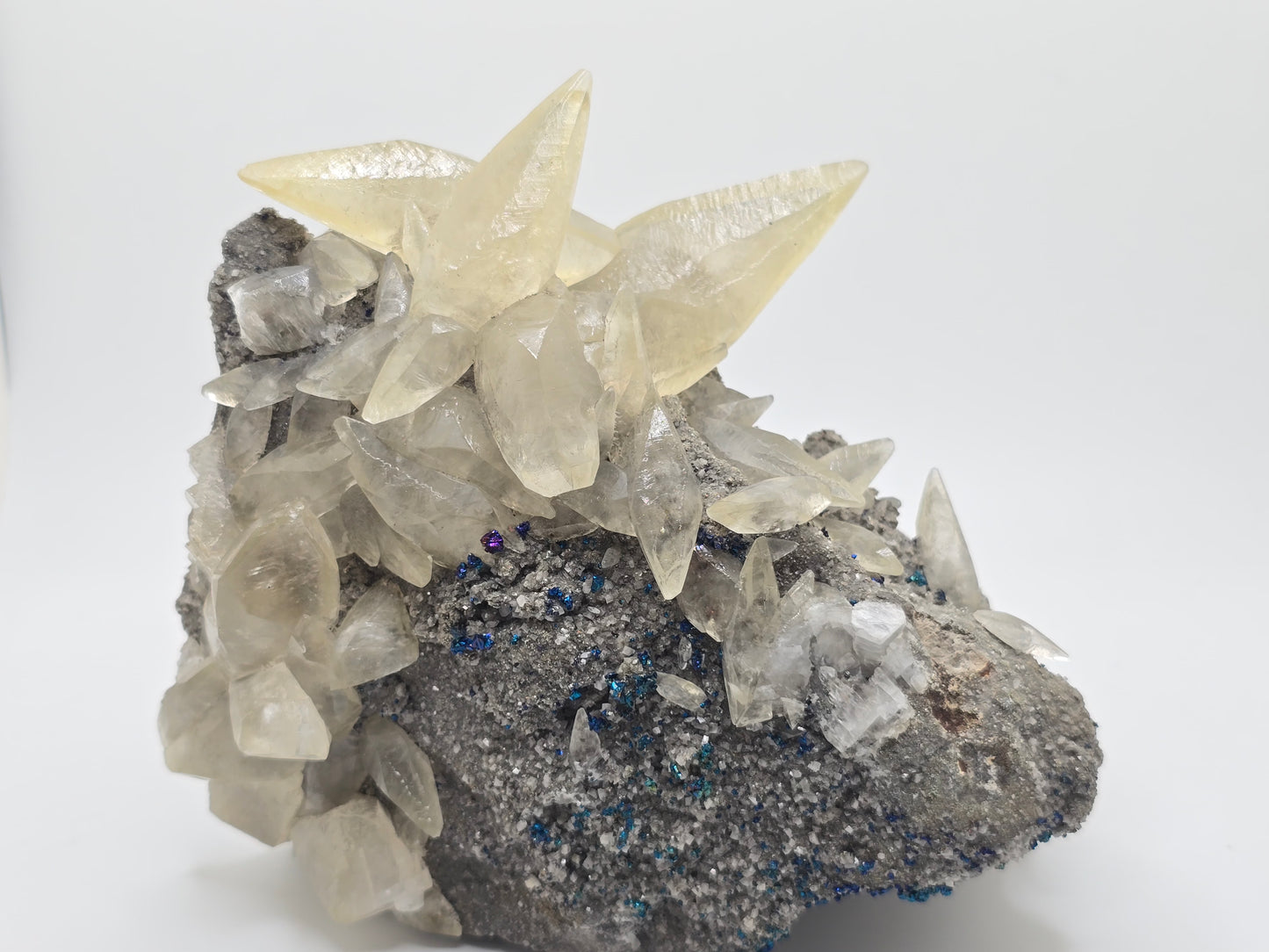 Sweetwater Calcite Cluster with Chalcopyrite and Phantoms || #89