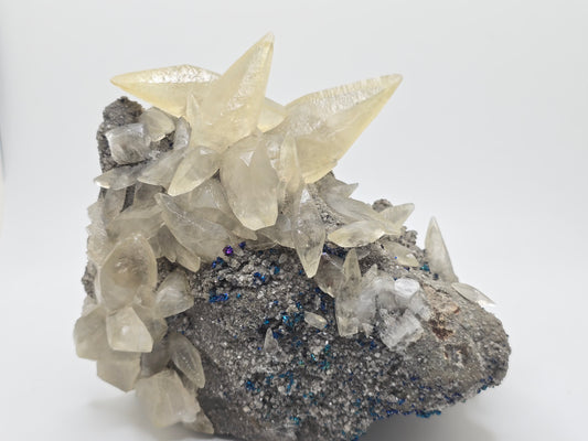 Sweetwater Calcite Cluster with Chalcopyrite and Phantoms || #89