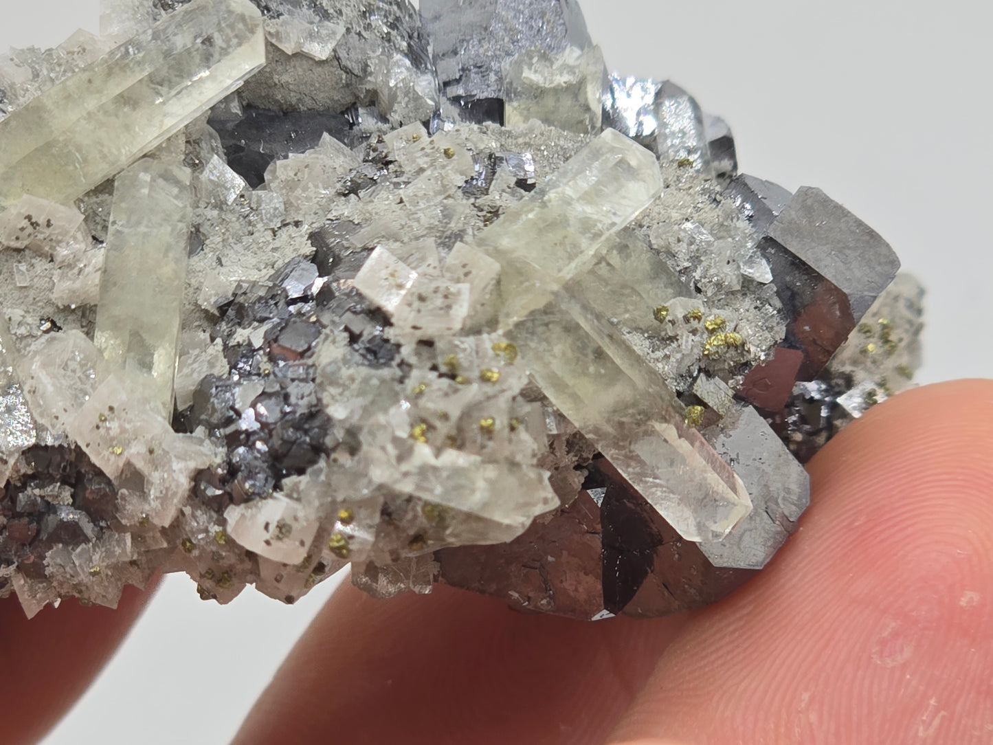 Stunning Sweetwater Calcite Cluster with Galena and Chalcopyrite on Dolomite|| #97