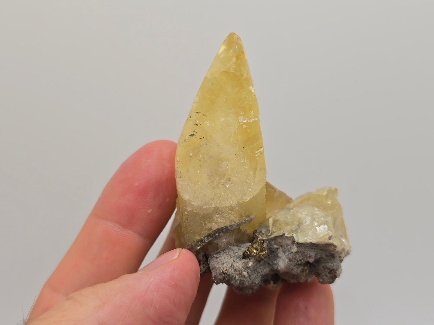 Stand Alone Sweetwater Calcite Cluster on Dolomite with Pyrite|| #96