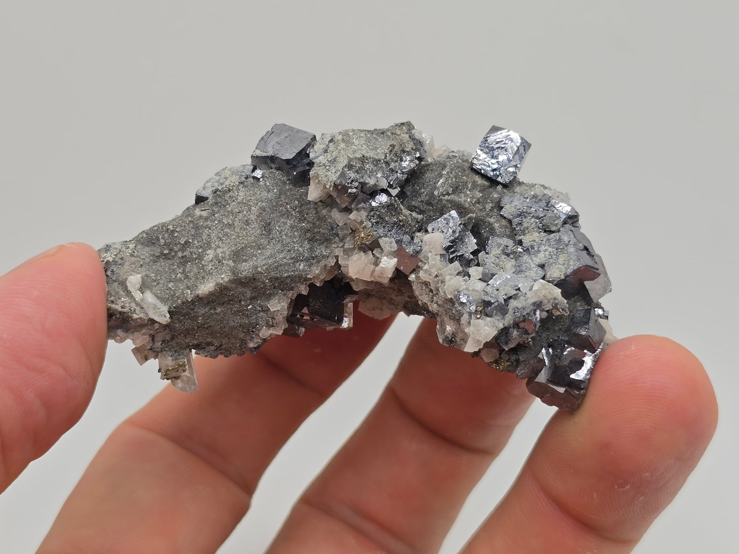 Stunning Sweetwater Calcite Cluster with Galena and Chalcopyrite on Dolomite|| #97
