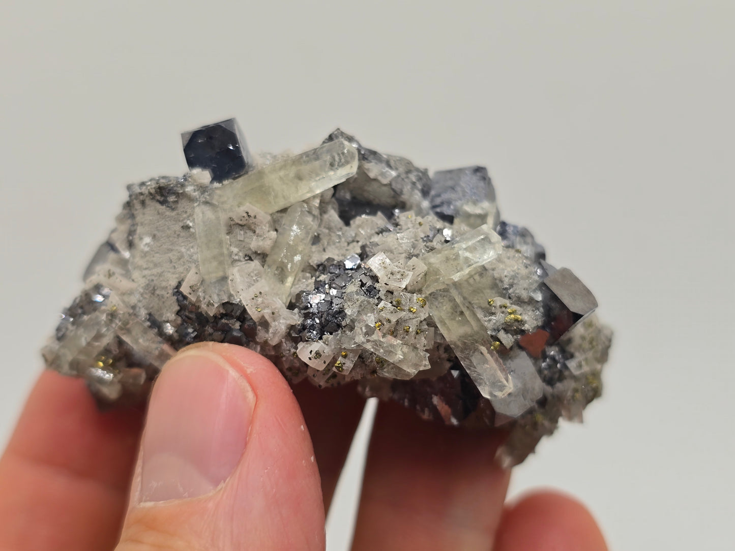 Stunning Sweetwater Calcite Cluster with Galena and Chalcopyrite on Dolomite|| #97