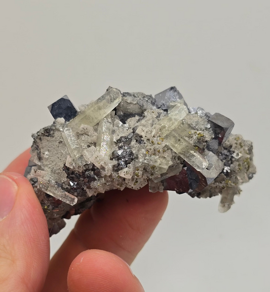 Stunning Sweetwater Calcite Cluster with Galena and Chalcopyrite on Dolomite|| #97