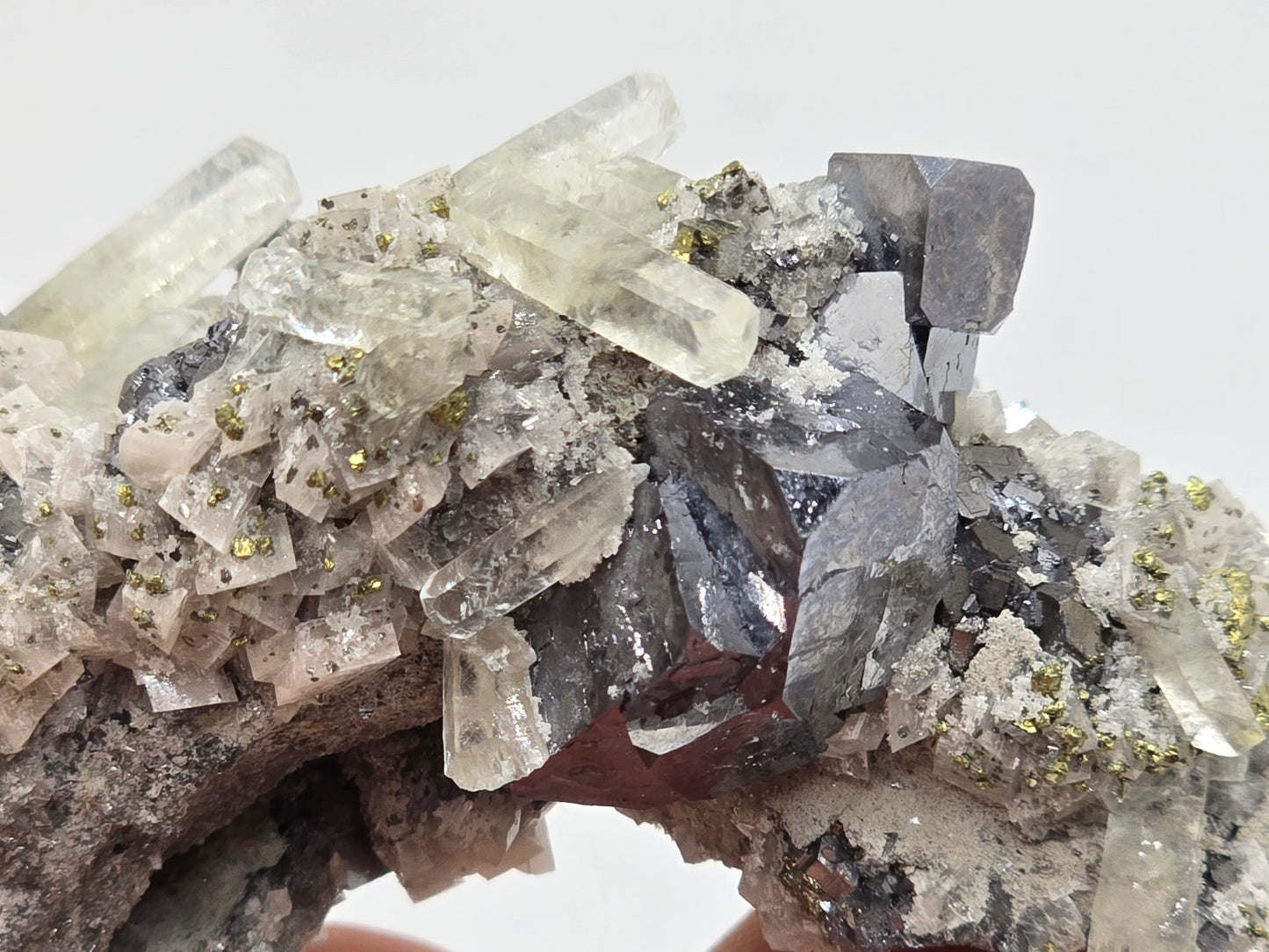 Stunning Sweetwater Calcite Cluster with Galena and Chalcopyrite on Dolomite|| #97