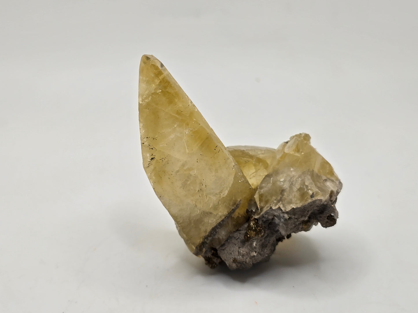 Stand Alone Sweetwater Calcite Cluster on Dolomite with Pyrite|| #96