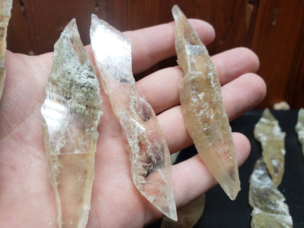 Raw Yellow Selenite Wands, Solar plexus selenite, Utah Selenite Slices