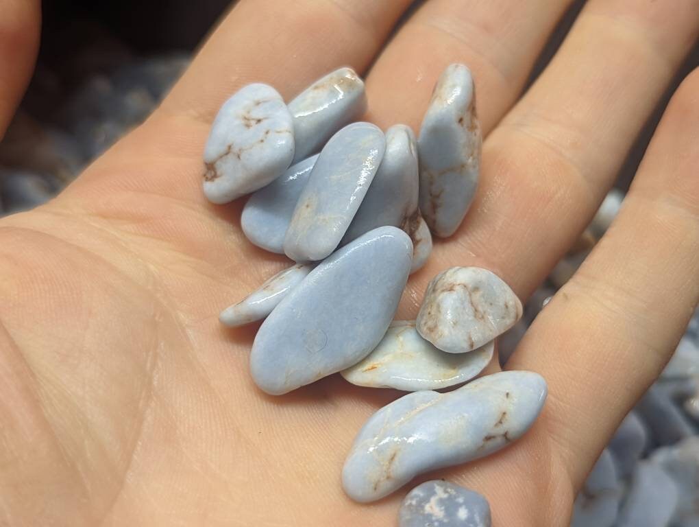 Angelite Tumbled Stone Slices, Angelite Crystal Stone, Angelite Worry Stones  ||Pick your size and amount!!