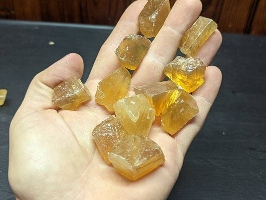 Raw Amber Calcite Crystal || Rough Golden Calcite Stone